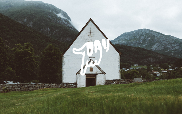 Day 7 logo on a photograph of a church in the country of Ireland.