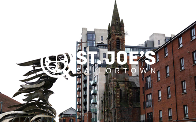 St. Joe's Sailortown Logo with a photograph of South Belfast